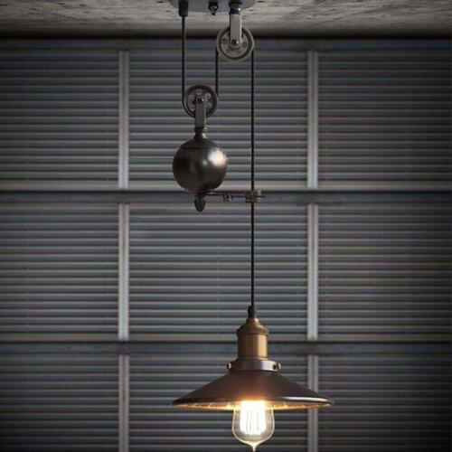 Black rustic lamp pulley pendant lights dinning room bedroom Kitchen island pendant lamp E27 Edison bulb Ceiling Hanging Lamp
