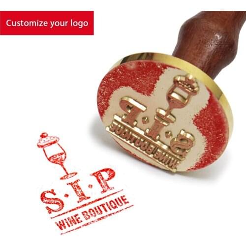 Customiez Inking metal Stamp Private Personal Logo Pattern Ink Stamp Image Custom Multiple Size Options Metal Head wooden handle