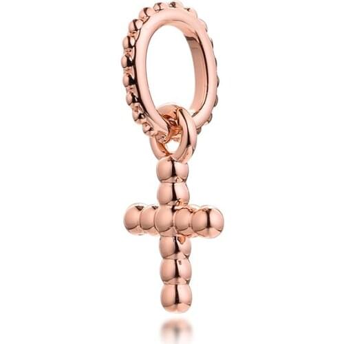 CKK Silver 925 Jewelry Beaded Cross Dangle Charm Fits Original Bracelets Sterling Beads