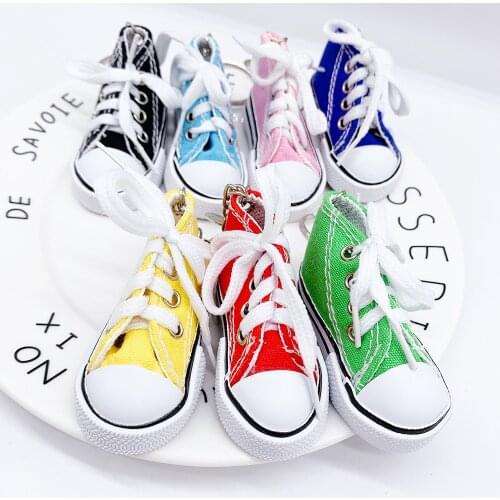 Korea Fashion Mini Sneaker 3D Keychain Canvas/Duck Shoes Cute Key chain For Women/Men Bag Car Pendant Keyring