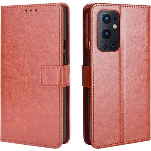 Leather Phone Cover for OnePlus 9 Pro Flip Protective Case w/ Card Slot for Oneplus 9 EU/NA Phone Shell