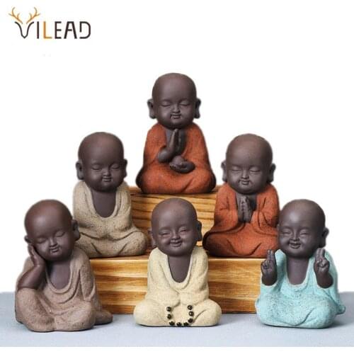 Creative Ceramic Buddha Statue Mini Monk Statue Sculpture Tea Set Doll Miniature Statue Home Decoration Gift