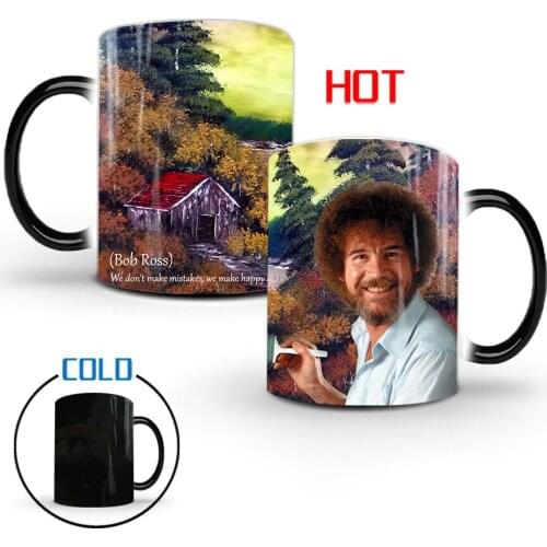 Bob Ross350ml Bob Ross color changing mugs ceramic heat water cup coffee milk birthday Christmas present for a friend