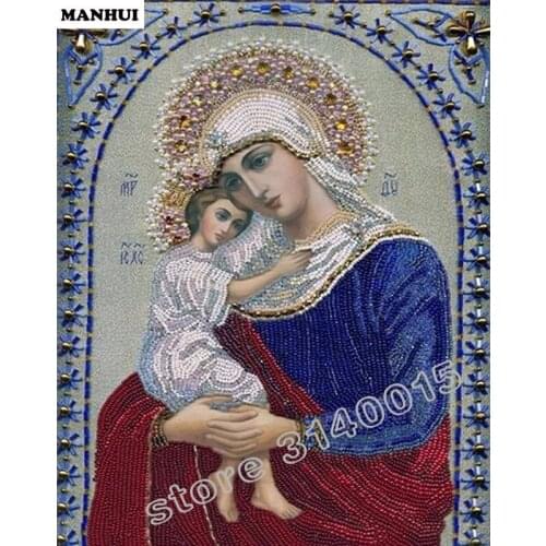 Diamond square pattern diamond embroidery Holy mather diamond painting flower for full embroidery cross Mosaic pictures BEF114