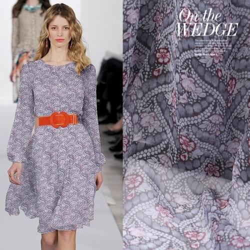 Summer New Thin Transparent Silk Silk Crinkle Qiao Fabric Printed Silk Dress Fairy Skirt Silk Scarf Fabric