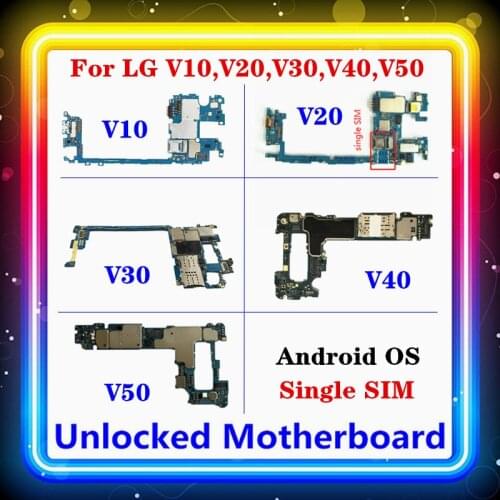 For LG V10,V20,V30,V40,V50 Motherboard Replaced Original Mainboard With Full Chips Android OS Installed Logic Board Single SIM