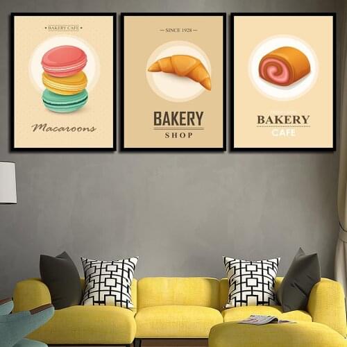 Cartoon Macaron Bakery Cake Poster Nordic Minimalist Canvas Painting Wall Art Pictures For Kitchen Bakery Shop Cafe Home Decor