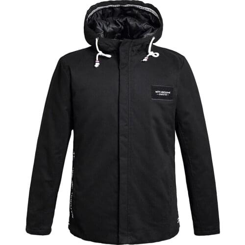 New mens Cotton hooded jackets 2019 Autumn Winter Casual mens black thick warm coats male slim Hooded Drawstring zipper Parkas