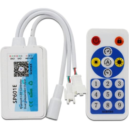 Music Pixels LED RGB Strip Light Controller SP601E WS2812B WS2811Built In Mic Dual Signal Addressable IOS/Android App DC5V-24V
