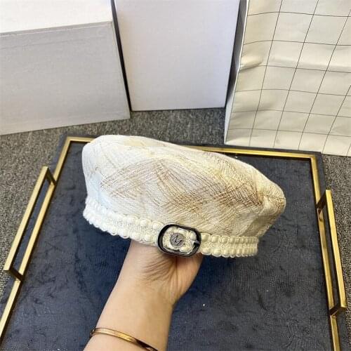 Charm Wood Fashion Elegant Sweet French Style Women Ladies Beret Lovely Female Winter Cap Silver Gold Line Hat