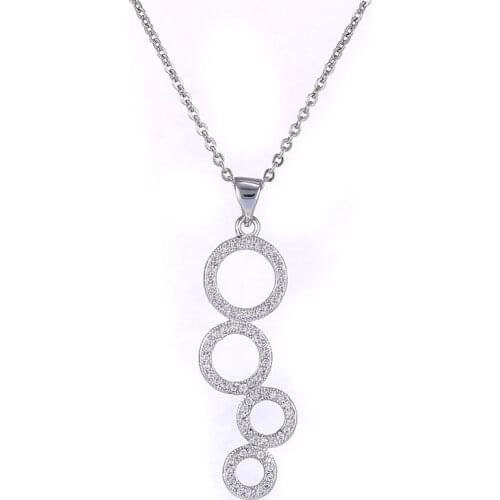 Rose Gold/ Color Multiple Circles Pendant Necklaces for Woman Rhinestone Circle Layers Drop Necklace collane donna