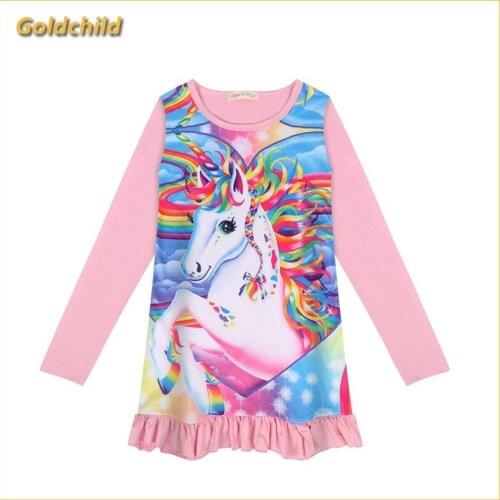 Girls Dress Cartoon Unicorn Pajamas Kids Party Costume Princess Frocks Toddler Nightdress Baby Homewear Children Vestidos