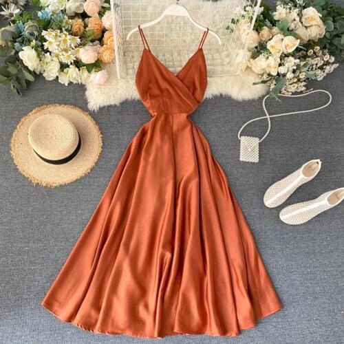 New Women Sexy Satin Dress Summer Spaghetti Strap V Neck Bandage Dresses Vestidos Mujer Elegant Ladies Club Party Dresses Robe