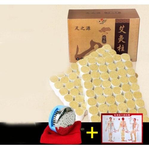 Portable Stainless steel moxibustion massage box with 108pcs 5 years moxa stick moxibustion apparatus