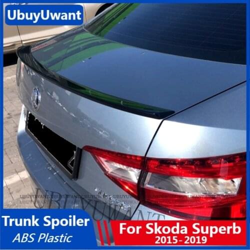 UBUYUWANT For Skoda Superb Spoiler 2015-2019 High Quality ABS Plastic Primer Color Exterior Tail Trunk Wing Rear Spoiler For Car