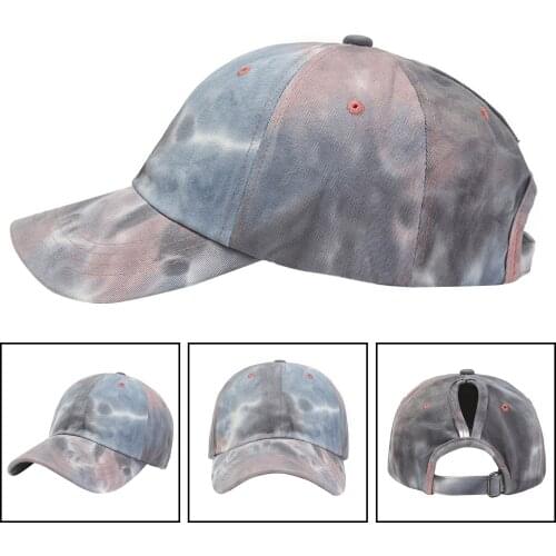 Ponytail Adjustable Baseball Caps Sunshade Baseball Cap for Women Girls, Three-dimensional Shape Tie Dye Sun Hat