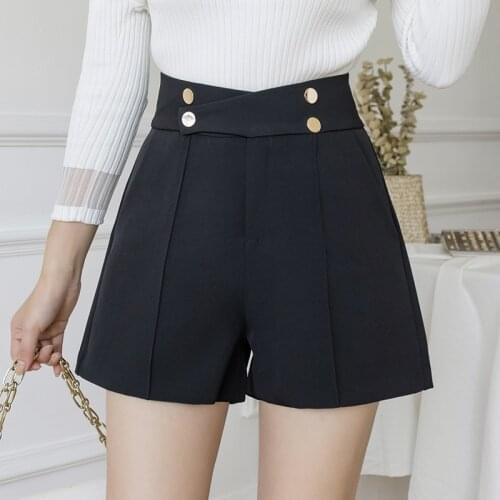 Casual Shorts Women Summer Wide Leg Slim High Waisted Woman Shorts Criss-Cross Double Breasted 2021 Spring Loose Shorts Mujer
