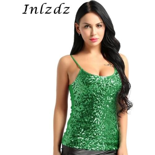 Womens Pole Dance Tank Top Dazzling Glittery Rave Crop Top Slim Tops Club Party Stage Festival Rave Clothes Pole Dance Costume