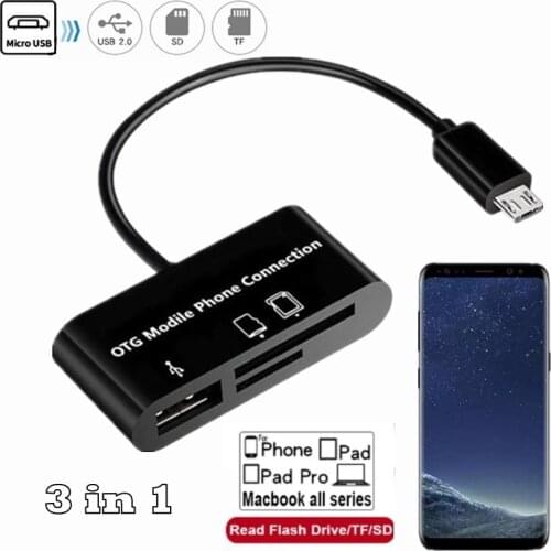 1PC USB 2.0 Hub 3-In-1 OTG Multi-Function Card Reader Mobile Phone Accessories High Speed Micro Android Interface