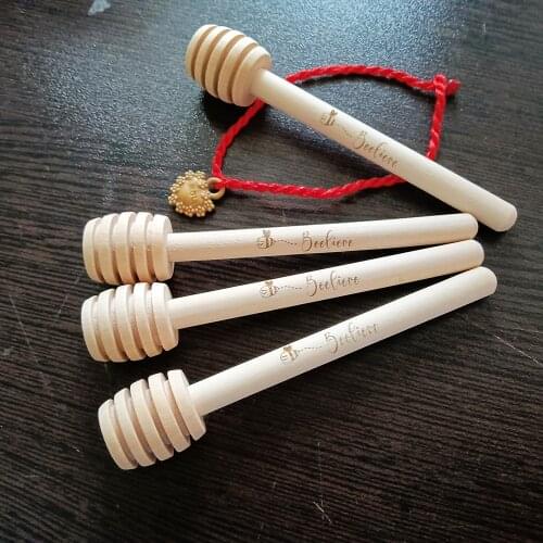 High Quality Personalized Wood Honey Dipper Sticks,Custom Wedding Favors Baby Shower Decoration, Mini server For Honey Jar Disp