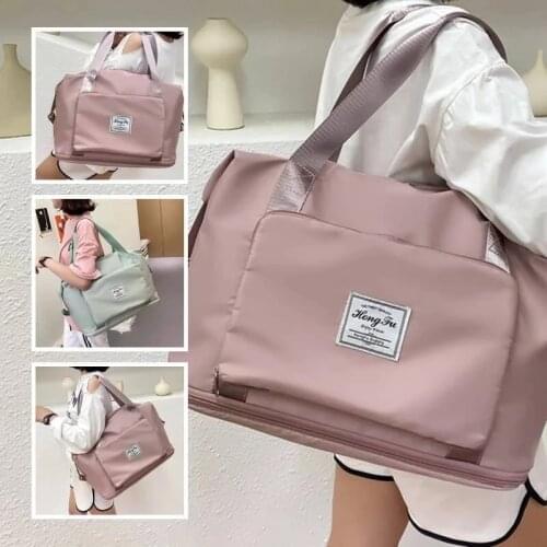 2021 Women Multifunctional Foldable Hand bag Large Capacity Folding Travel Storage Bag Portable Sports Yoga Gym One Shoulder Bag