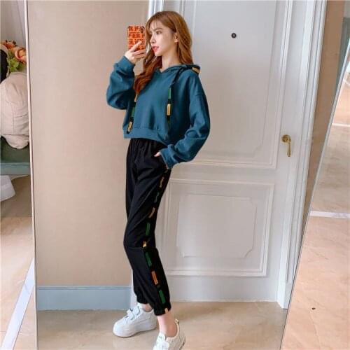 Womens Tracksuits Harem Sports Pants Suit Casual Hoodies Sweatshirt Female Jacket Sweatpants Two Piece Set Harajuku Clothes