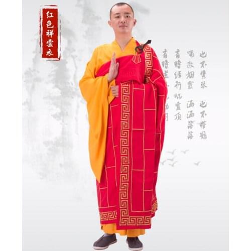 Buddhist monk robes Cassock Chinese monk robe Zen Embroidery with underwear