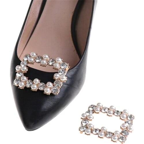1PCS Crystal Rhinestones Charm Faux Pearl Shoe Clips Bridal Shoes Rhinestone Clip Buckle Decorative Accessories