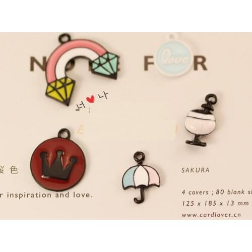 10 pcs High quality coating Black Rainbow Crown Umbrella alloy DIY charm Fashion Bracelet jewelry hair accessories