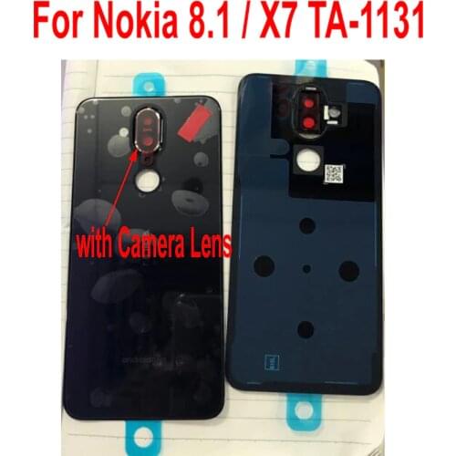 100% Original New For Nokia X7 Back Battery Cover Housing Door Rear Case LID with Camera Frame Glass Lens For Nokia 8.1 TA-1131