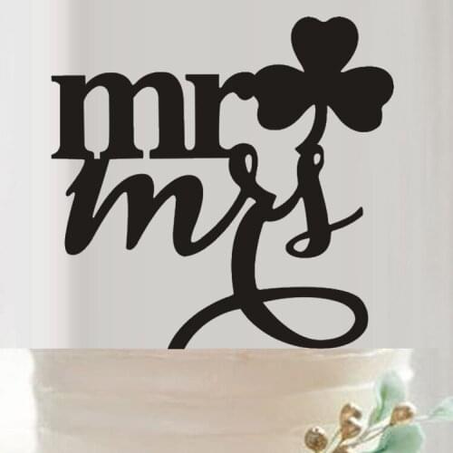100pcs/lot Creative MR&MRS with leaf design wedding cake inserted card Wedding Cake Topper Party Cake Decorations