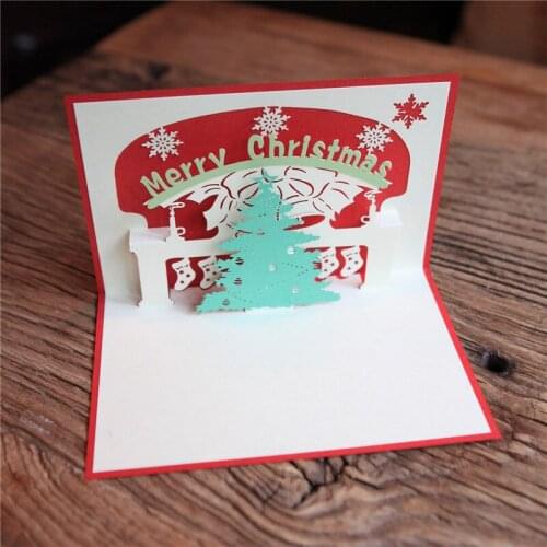 100pcs Handmade Christmas Tree Design Merry Christmas Cards Kirigami & Origami 3D Pop UP Greeting Card for Kids Friends ZA5140