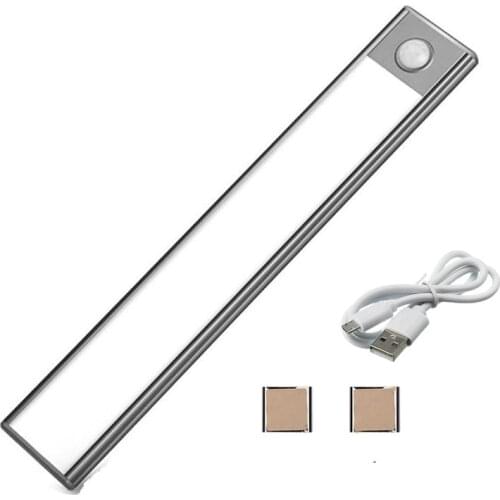 12/22.5/40.5cm USB Rechargeable Wardrobe Closet Night Light PIR Motion Sensor LED Cabinet Light For Kitchen Indoor Wall Lamps