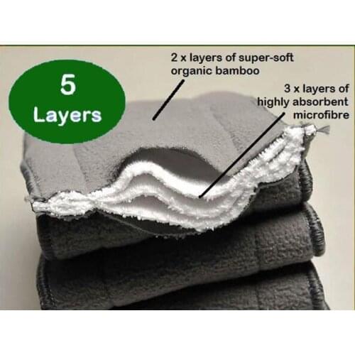 2015 New Arrival Free Shipping Bamboo Charcoal 5 layers Washable Cloth Diaper Nappies Insert Reusable 150Pcs/lot