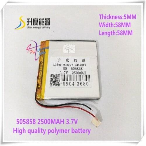 3.7V 2500mAH 505858 polymer lithium ion / Li-ion battery for power bank tablet pc DVD GPS cell phone mp4