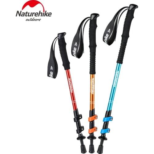Outdoor 6061 Aluminum Alloy 3 Section Adjusts Alpenstock Iron Tip Walking Sticks Family Trekking Pole For Man Woman Children