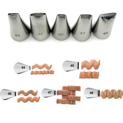 5pcs #44#45#46#47#48 Icing Piping Tips Set Caupcake Basket Weave Pastry Nozzles For Decorating Cake Tips Pastry Tools