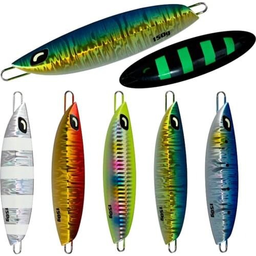 5PCS Deep Sea Slow Jig Zebra Glow Fishing Jigging Sinking Lure Jigbait Spoon Baits 100/150/200g