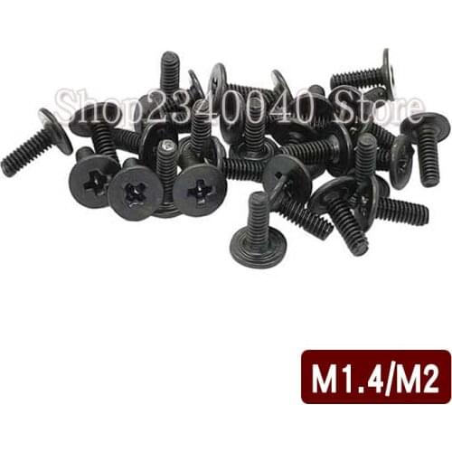 50pcs/100pcs M1.4 M2 Small Flat Head Laptop Screws Mobile Notebook Phillips Ultra Thin Flat Wafer Head Screw Black Cross Screw