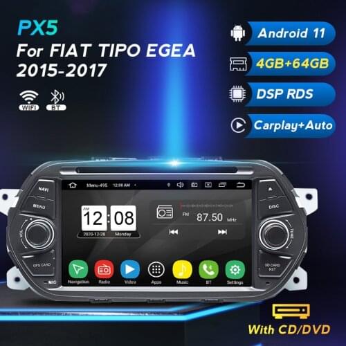 Car Multimedia GPS DVD Radio Player For Fiat Tipo Egea 2015 2016 2017 4+64GB Built-in Carplay Android Auto 4G LTE DSP