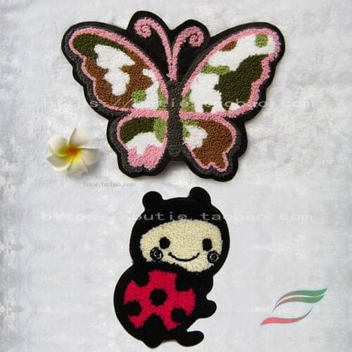Ladybug color butterfly hand-stitched down clothes towel embroidered large cloth patch sweater wool M62