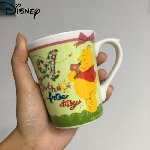 Disney Milk Cup Breakfast Cup Coffee Cup Porcelain Cup Cute Cartoon Pooh Mickey Mug Simple Large Capacity Water Cup