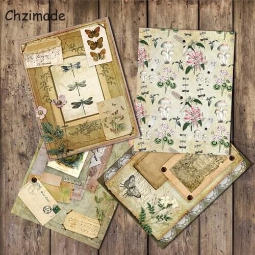 Chzimade 4Pcs Junk Journal Butterfly Plants Adhesive Scrapbooking Paper Sticker Large Size For Diary Notebook Diy Paper Crafts