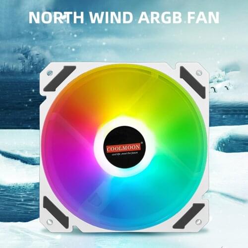 COOLMOON Case Fan Mute Anti-slip PWM Temperature Control ARGB CPU Cooler Fan for Computers with the Supplementary Controller