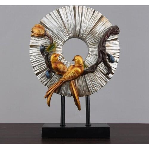 EUROPEAN BIRDS BRANCH ROUND SHAPE RESIN ORNAMENTS CRAFTS HOME FURNISHING LIVINGROOM DESKTOP FIGURINES DECORTION WEDDING GIFTS