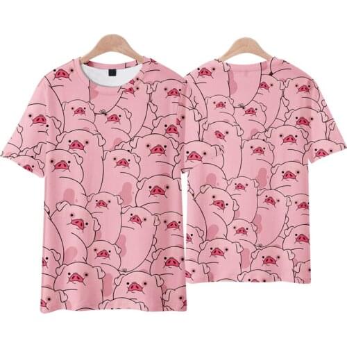 Holran Unisex Anime Cosplay 3D Print harajuku Small Pink Pig Casual Breathable T-Shirt Tee T Shirt Top