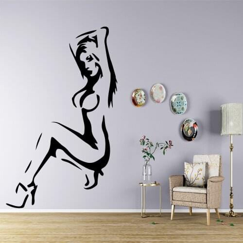 Beauty sexy woman Wall Stickers Decorative Sticker Home Decor Living Room Bedroom Removable For Kids Rooms