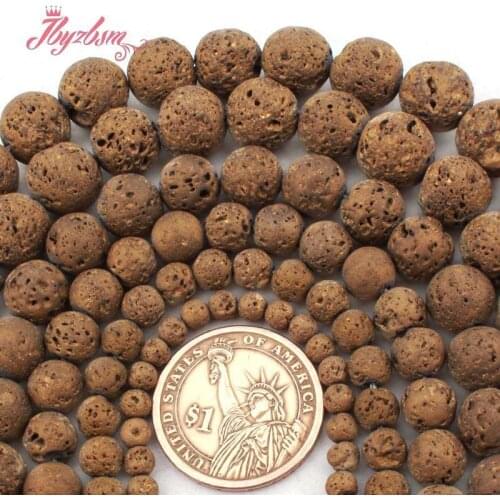 6,8,10mm Round Yellow Sponge Volcanic Lava Rock Stone Bead for DIY Accessories Women Men Necklace Bracelat Jewelry Making 15"