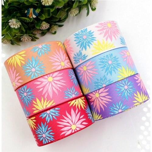 OOOT BAORJCT 177013, 22mm 10 yard Flower Ribbons Thermal transfer Printed grosgrain Wedding Accessories DIY handmade material