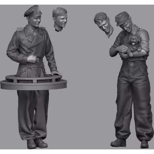 1/35 resin soldier white model World War II military theme tank soldier and puppy